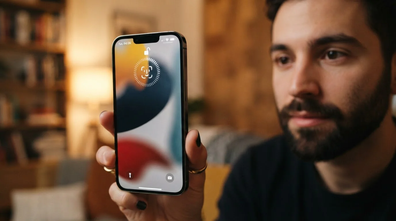Detail iPhone s Face ID autentizací při Apple Pay platbě
