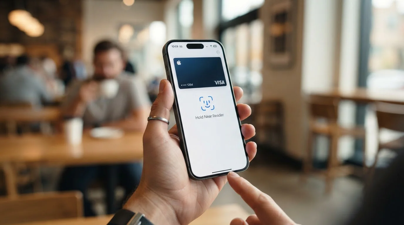 iPhone s Apple Pay rozhraním a Face ID autorizací