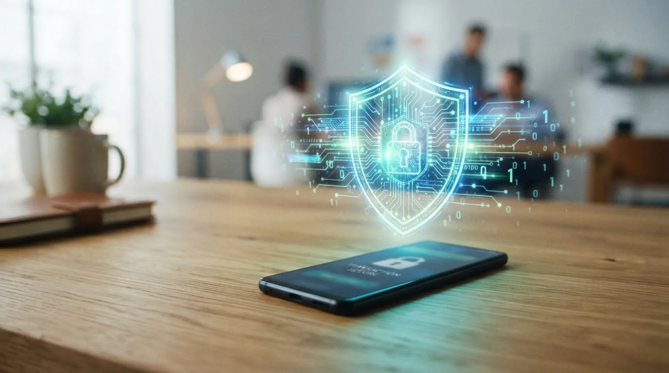 Smartphone s tokenizovanou platbou a bezpečnostním štítem