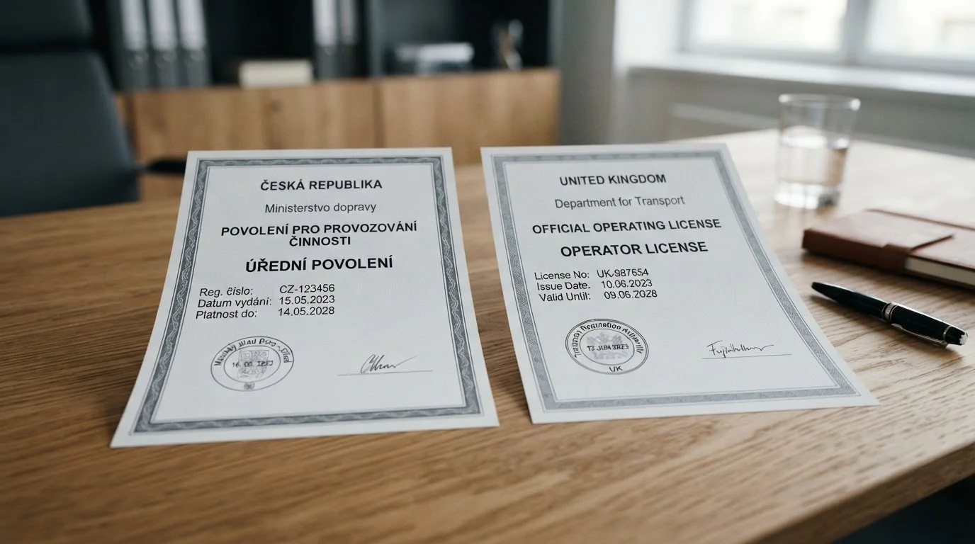 Dokument české licence MFČR a zahraniční licence Curaçao vedle sebe