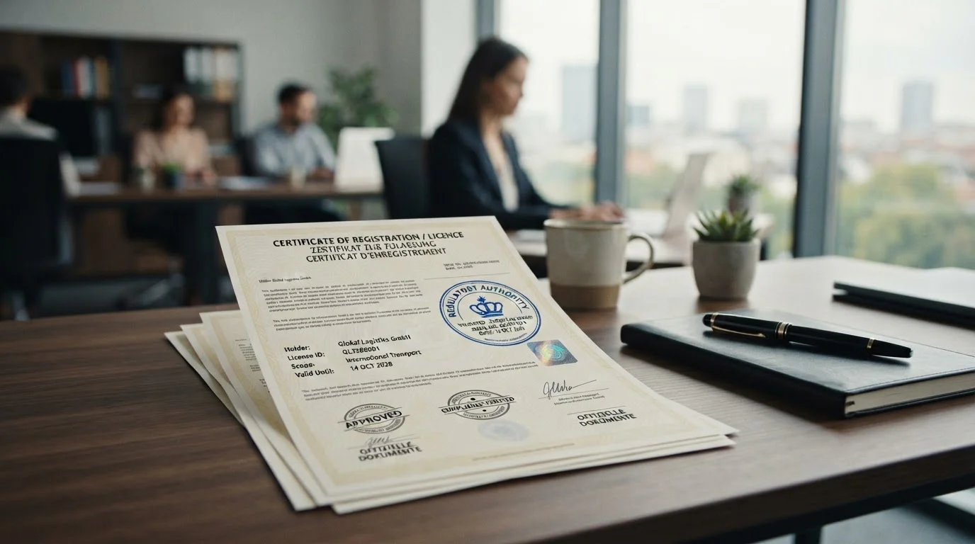 Oficiální licenční dokument s otiskem evropské regulatorní autority