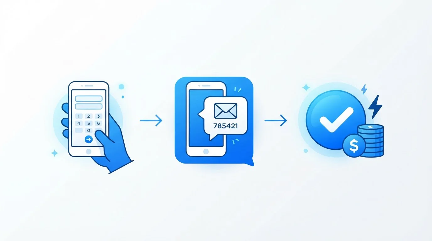 Schéma průběhu SMS platby s telefonem a ověřovacím kódem