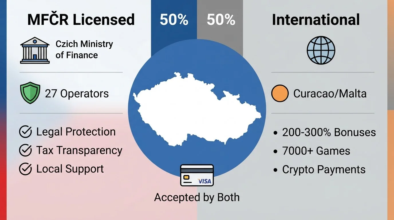 Mapa českého licenčního systému MFČR pro online kasina s Visa platbami 2026